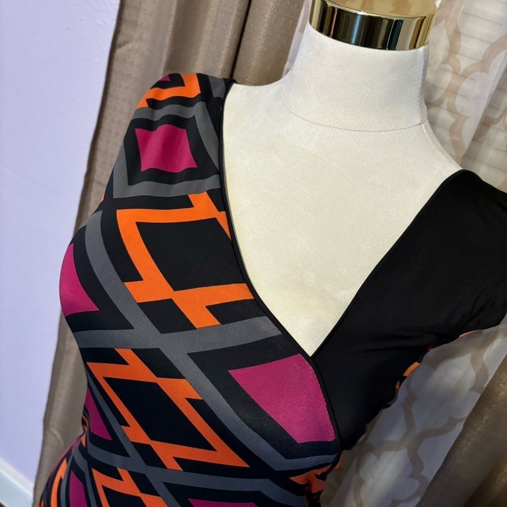 Geometric Patterned One-Shoulder Dress, size S - Picture 3 of 6